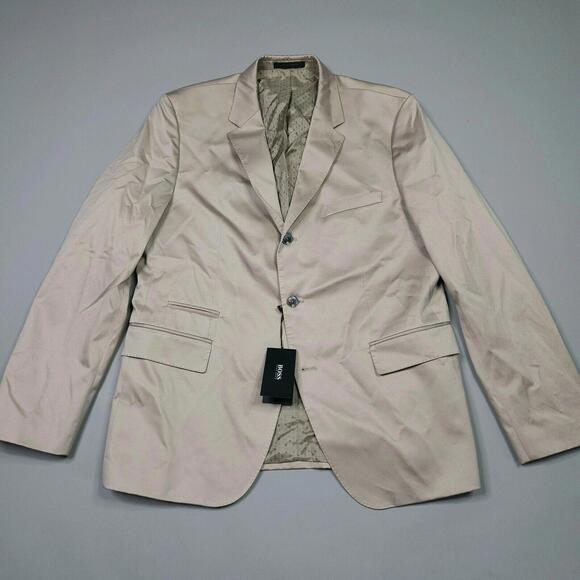 New Hugo Boss Johnston1 3 Button Beige Cotton Sport Coat Preppy Luxury 46R
